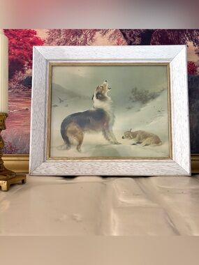 Vintage Shepherds Call Found Walter Hunt Collie Lamb Print 1920s 12.5” x 10.5”